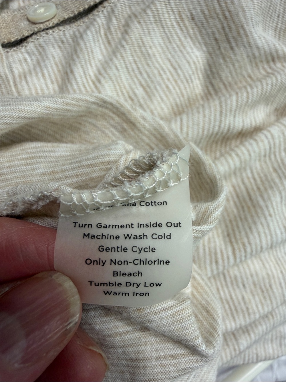 Talbots Women's Cream Heather Button V-Neck Tank - Picture 5 of 8